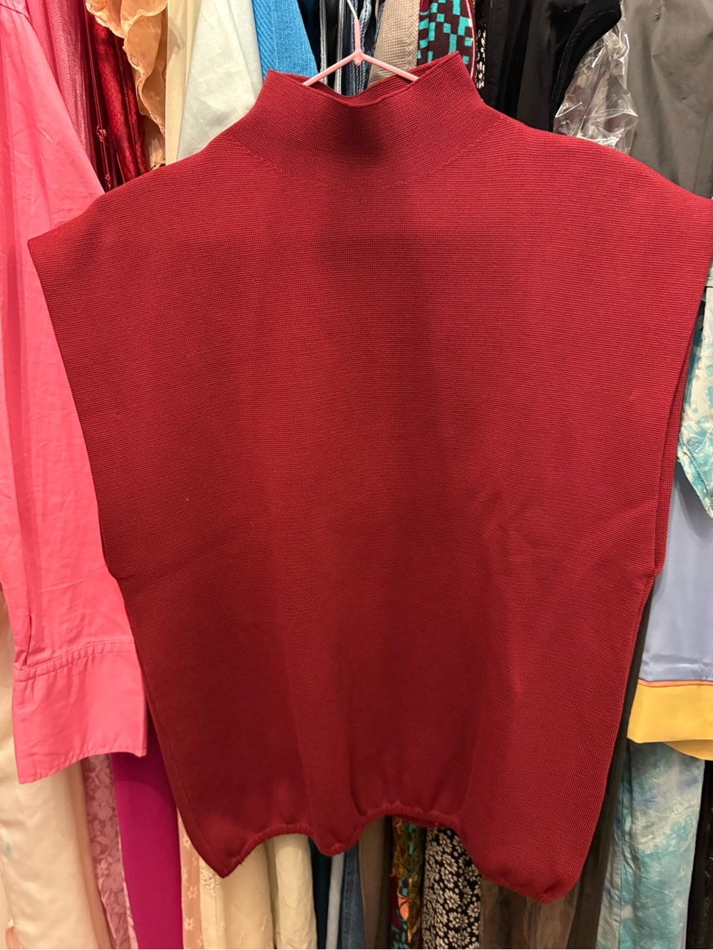 Zara Burgundy Sleeveless Mock Neck Sweater Vest